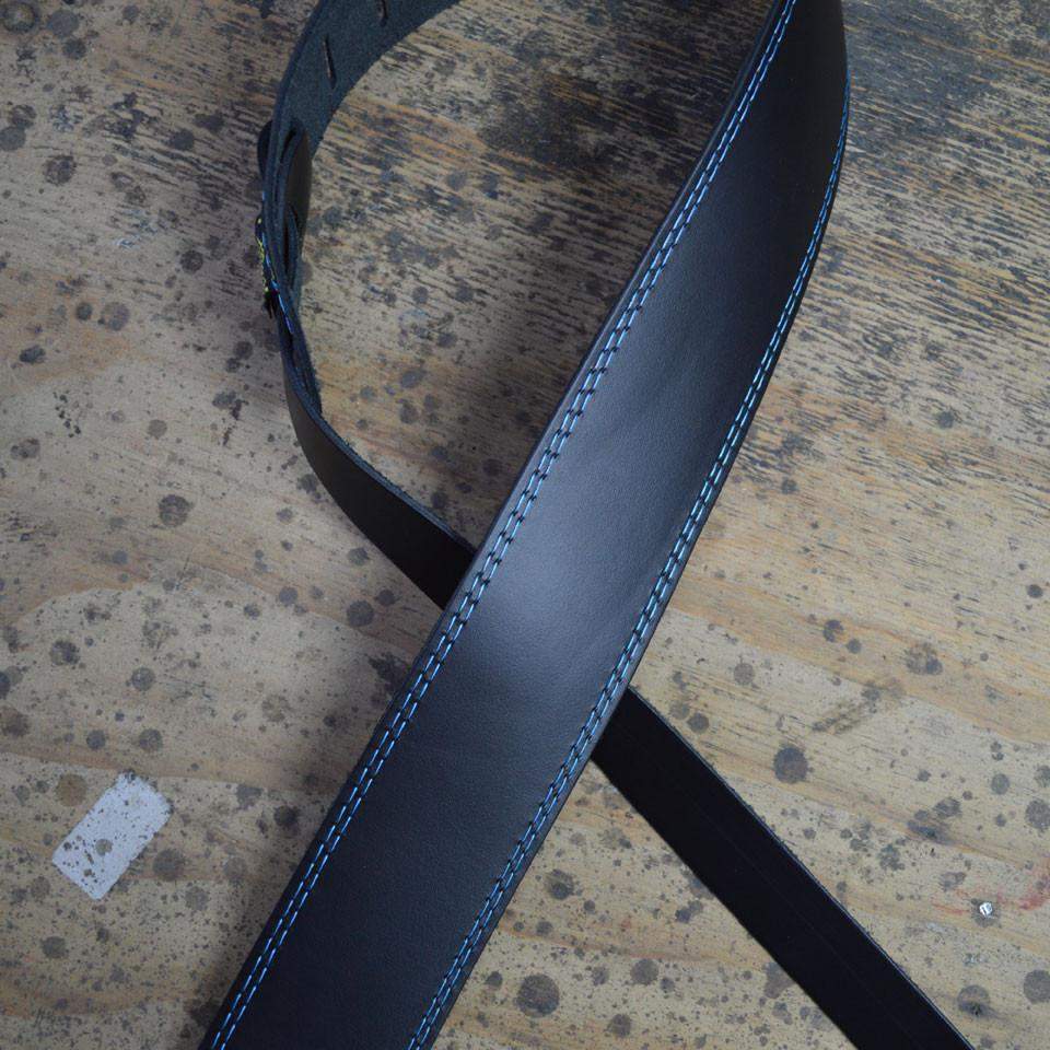 Colonial Leather Gtr Strap Stitched Leather Blue