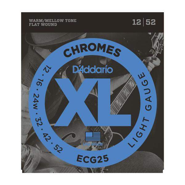 DAddario Ecg25 Chromes Flat Wound Electric Guitar Strings Light 12 52