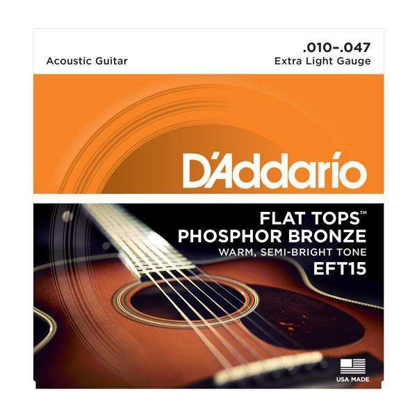 DAddario Eft15 Flat Tops Phosphor Bronze Acoustic Guitar Strings Extra Light 10 47