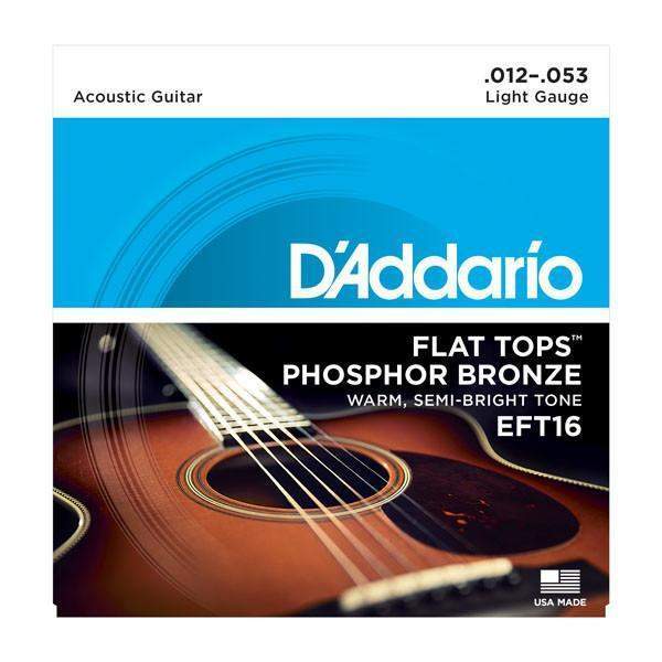 DAddario Eft16 Flat Tops Phosphor Bronze Acoustic Guitar Strings Light 12 53