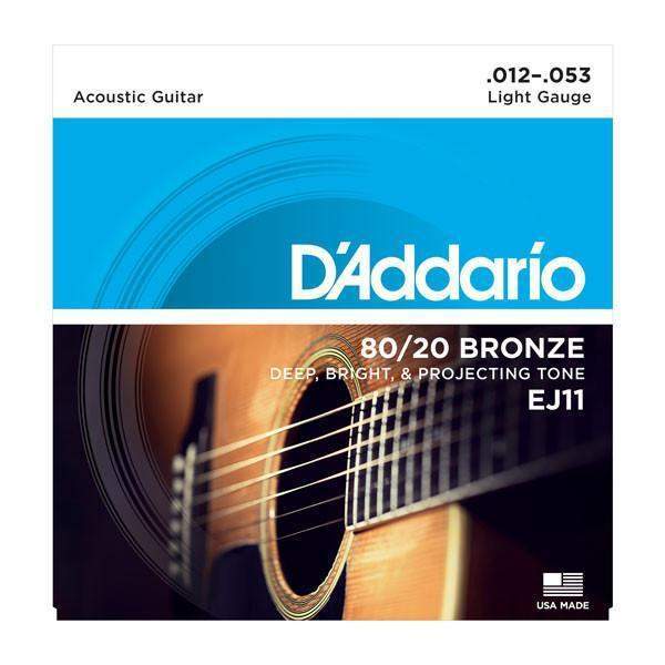 DAddario Ej11 80 20 Bronze Acoustic Guitar Strings Light 12 53