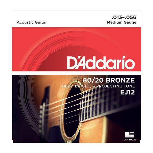 DAddario Ej12 80 12 Bronze Acoustic Guitar Strings Medium 13 56