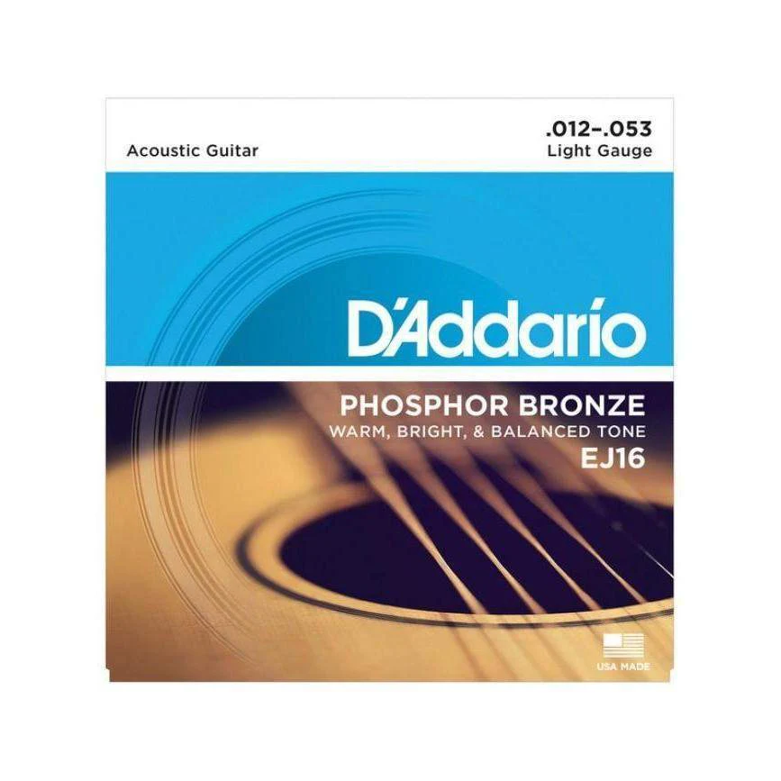 DAddario Ej16 Phosphor Bronze Acoustic Guitar Strings Light 12 53