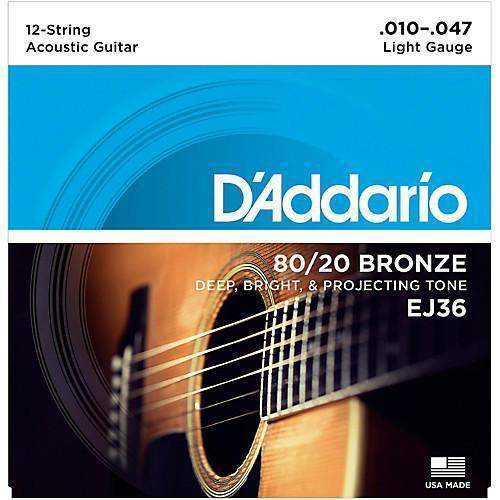 DAddario Ej36 12 String Bronze Acoustic Guitar Strings Light 10 47