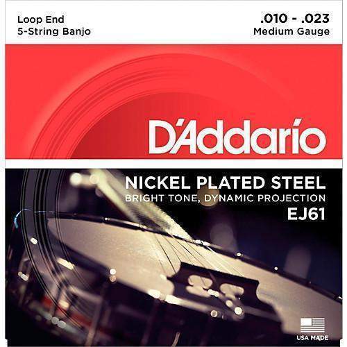 DAddario Ej61 5 String Banjo Strings Nickel Medium 10 23