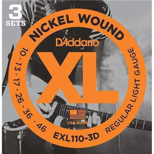 DAddario Exl110 3D Nickel Wound Electric Guitar Strings Regular Light 10 46 3 Sets