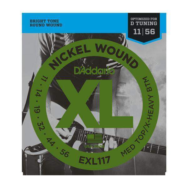 DAddario Exl117 Nickel Wound Electric Guitar Strings Medium Top Extra Heavy Bottom 11 56