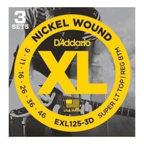 DAddario Exl125 3D Nickel Wound Electric Guitar Strings Super Light Top Regular Bottom 9 42 3 Sets