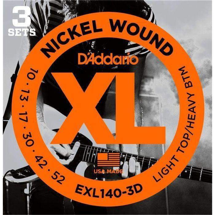 DAddario Exl140 3D Nickel Wound Electric Guitar Strings Light Top Heavy Bottom 10 52 3 Sets