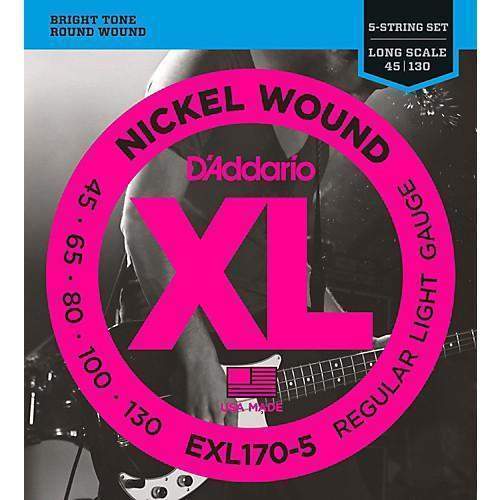 DAddario Exl170 5 5 String Nickel Wound Bass Guitar Strings Light 45 130 Long Scale