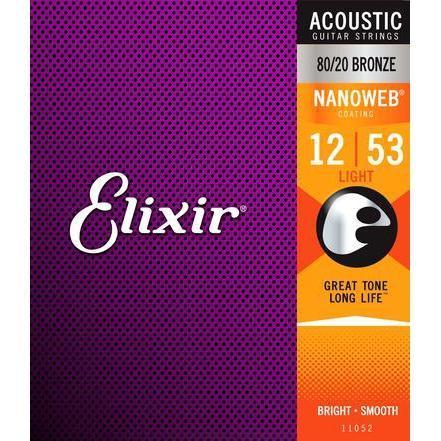Elixir Acoustic Guitar Strings Nanoweb 80 20 Light 12 53