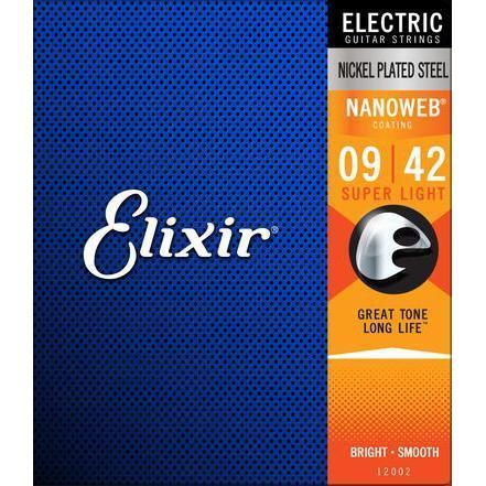Elixir Electric Guitar Strings Nanoweb Super Light 9 42