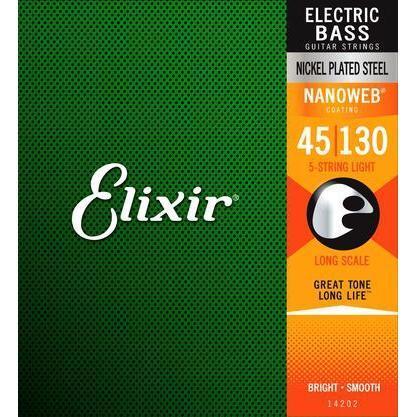 Elixir Bass Guitar Strings Nanoweb Light 45 130 5 String