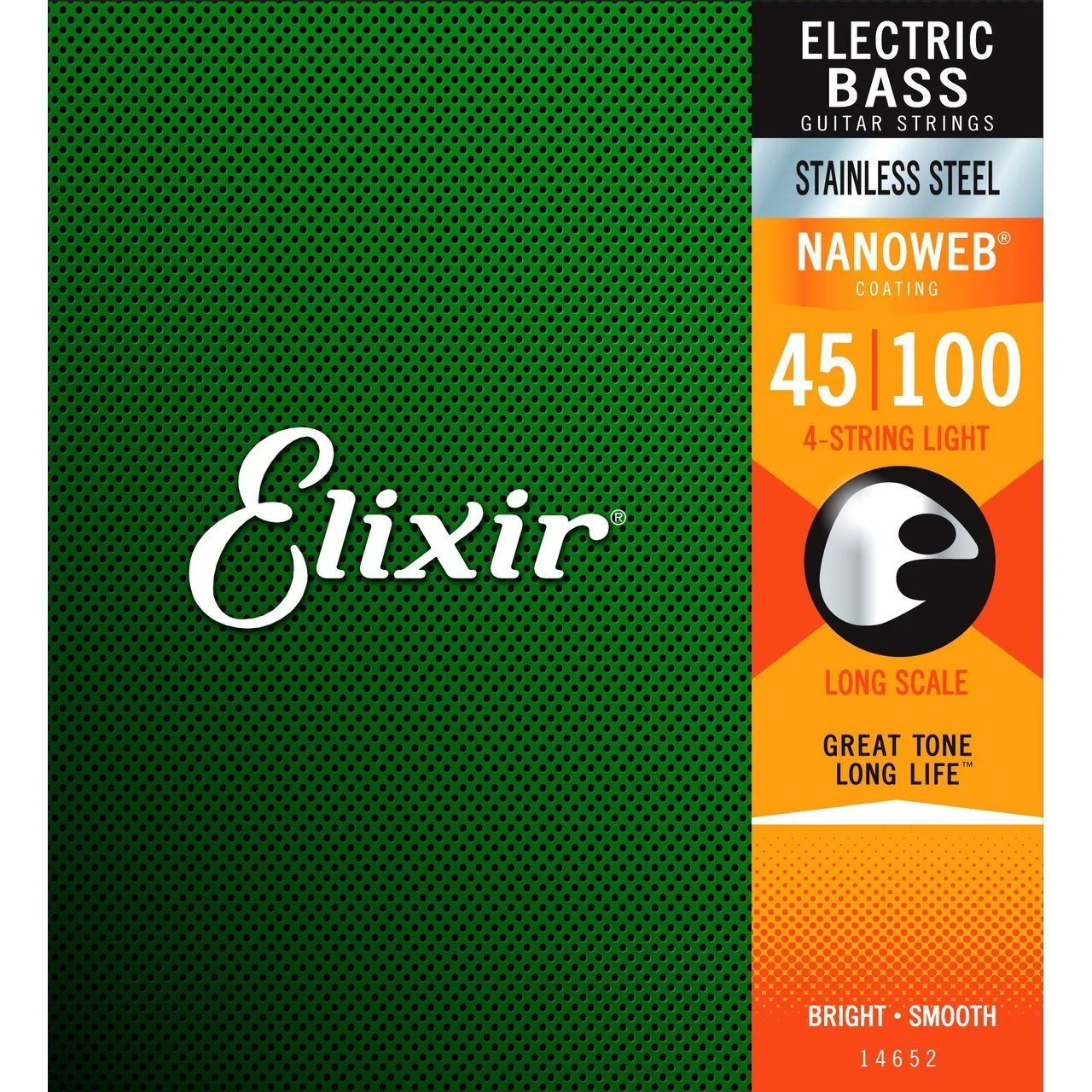 Elixir Bass Guitar Strings Nanoweb Stainless Steel Light 45 100