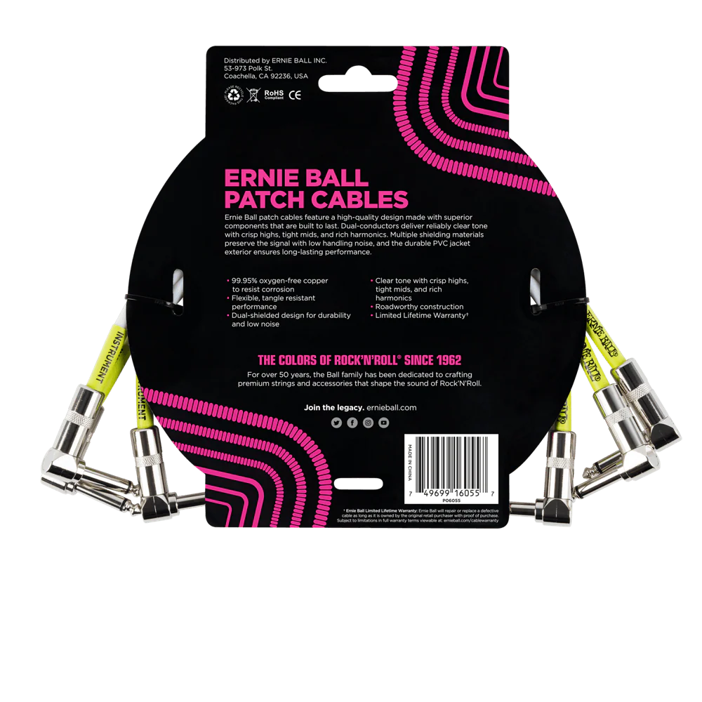 Ernie Ball 1 Angle / Angle Patch Cable 3-Pack - White - Image 2