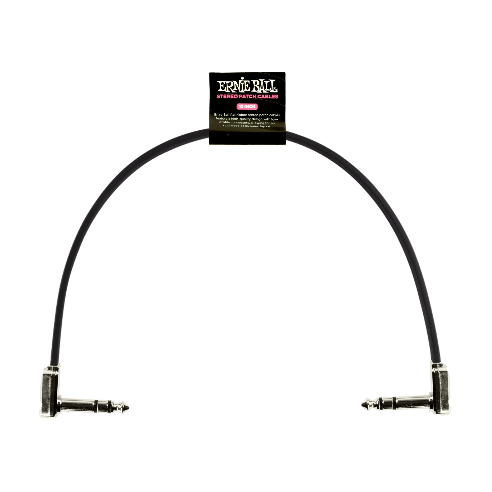 Ernie Ball 12 Flat Ribbon Stereo Patch Cable Black Single