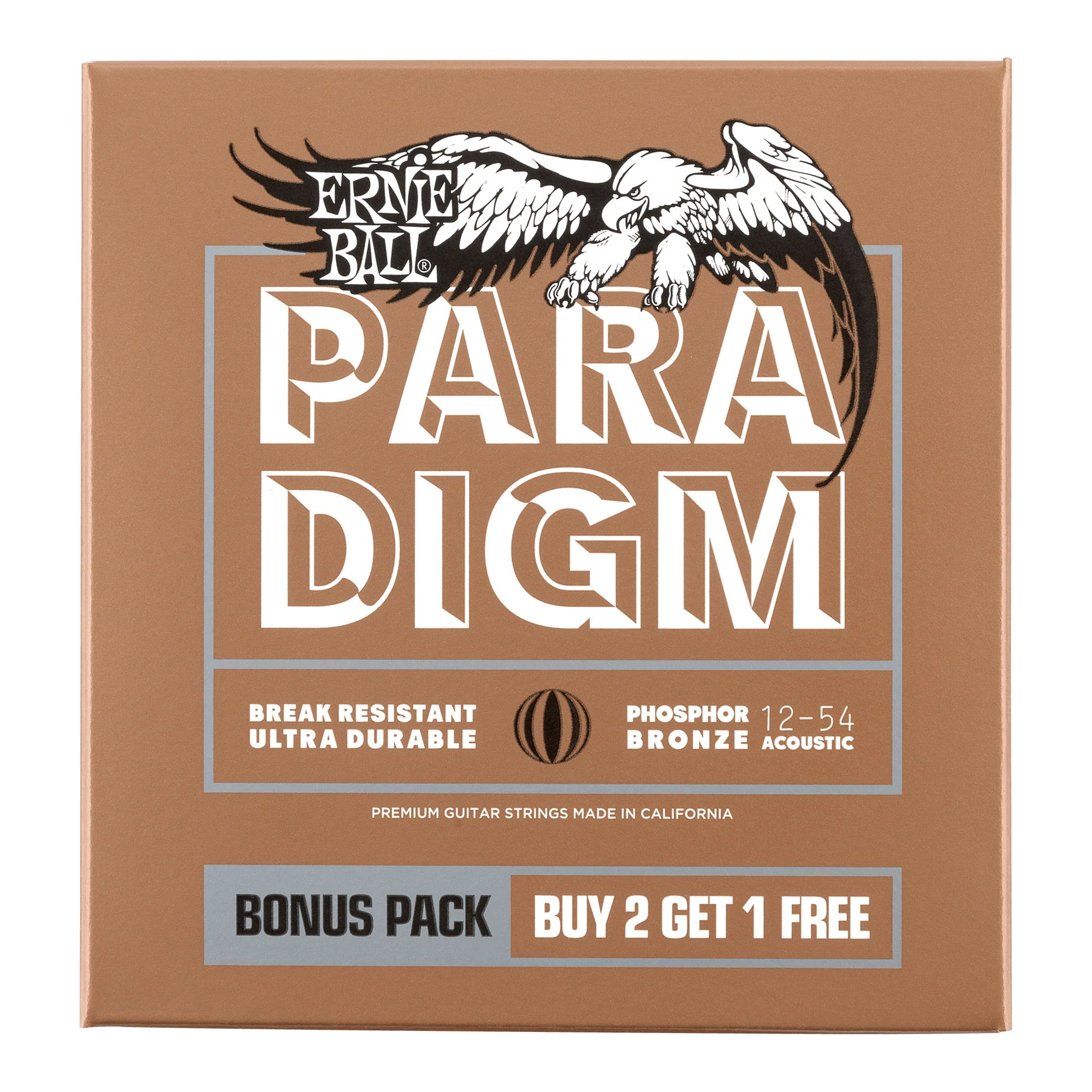 Ernie Ball 3 Pack - 12-54 Paradigm Med Light Phosphor Bronze Acoustic Guitar Strings