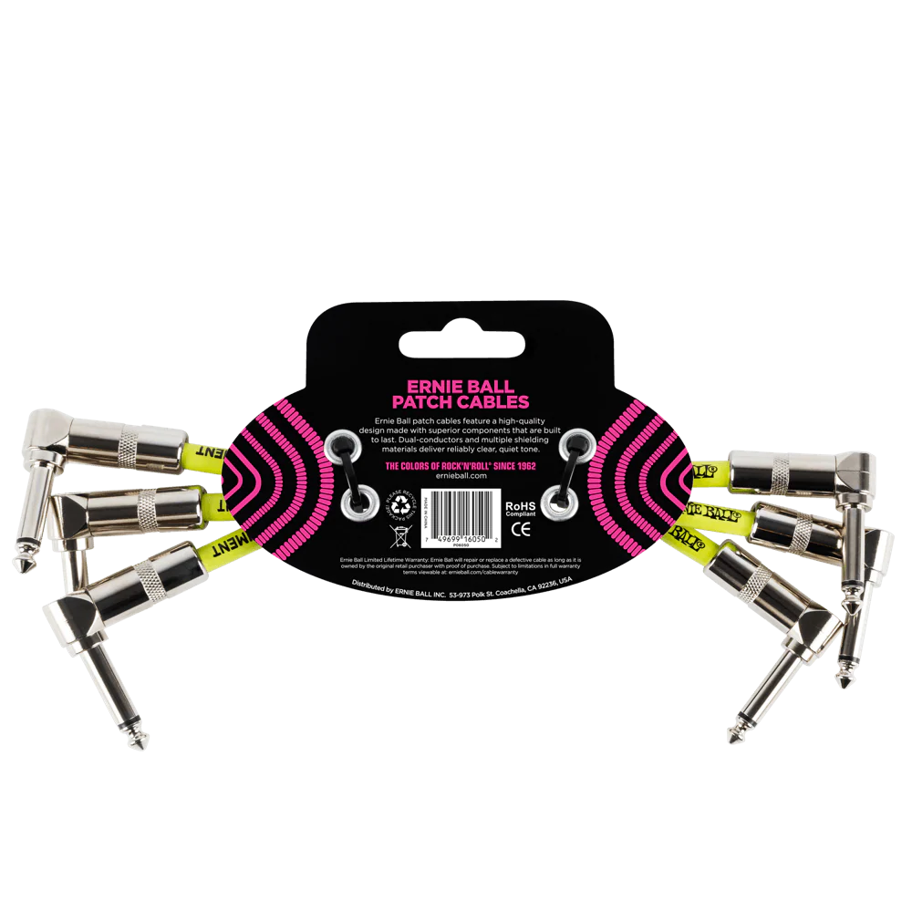Ernie Ball 6 Angle / Angle Patch Cable 3-Pack - Black - Image 2