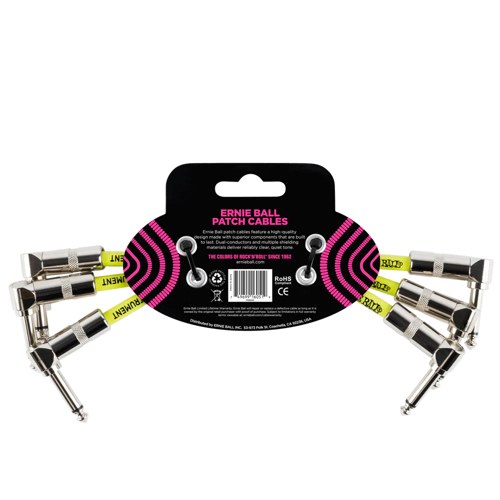 Ernie Ball 6 Angle / Angle Patch Cable 3-Pack - White - Image 2
