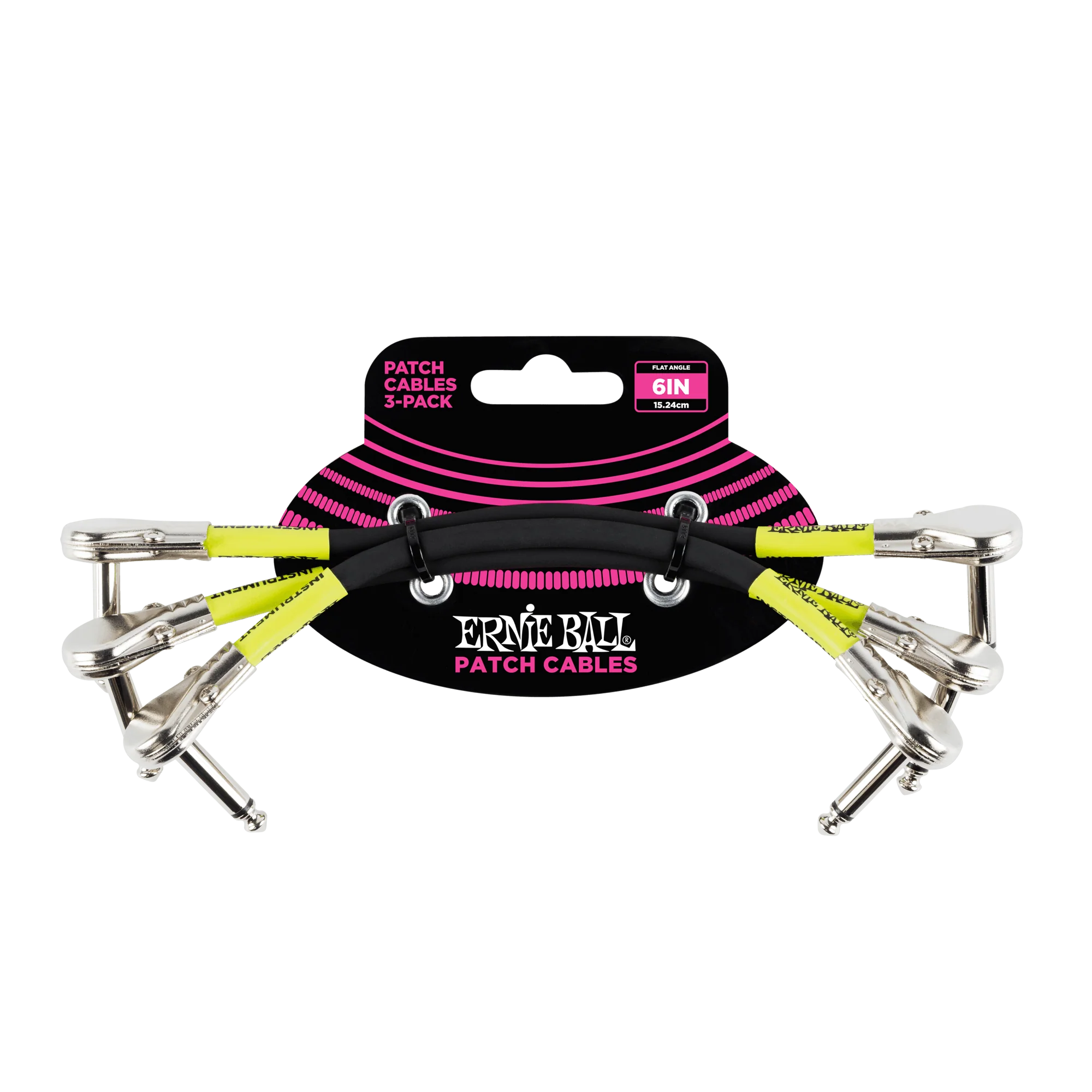 Ernie Ball 6 Flat Angle / Flat Angle Patch Cable 3-Pack - Black
