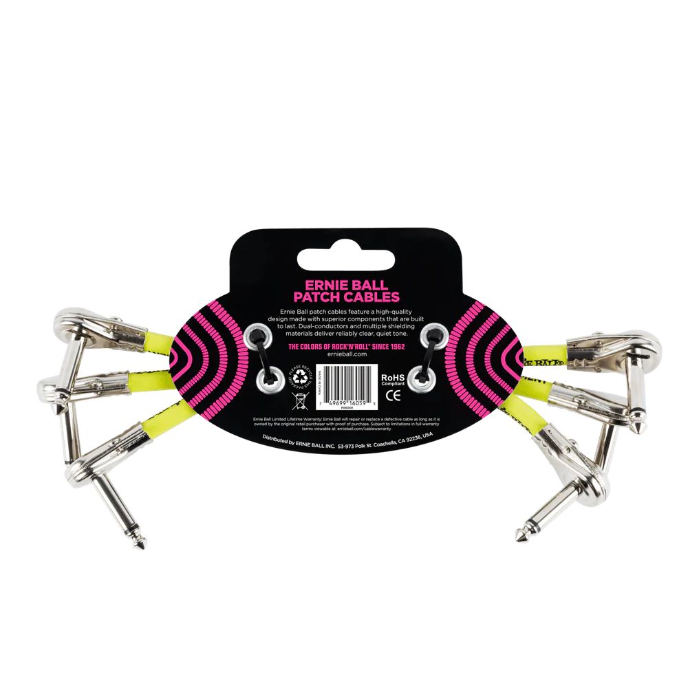 Ernie Ball 6 Flat Angle / Flat Angle Patch Cable 3-Pack - Black - Image 2