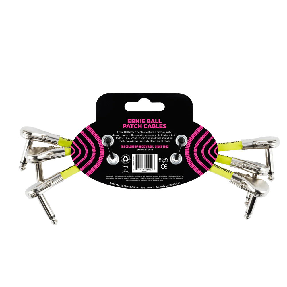 Ernie Ball 6 Flat Angle / Flat Angle Patch Cable 3-Pack - White - Image 2