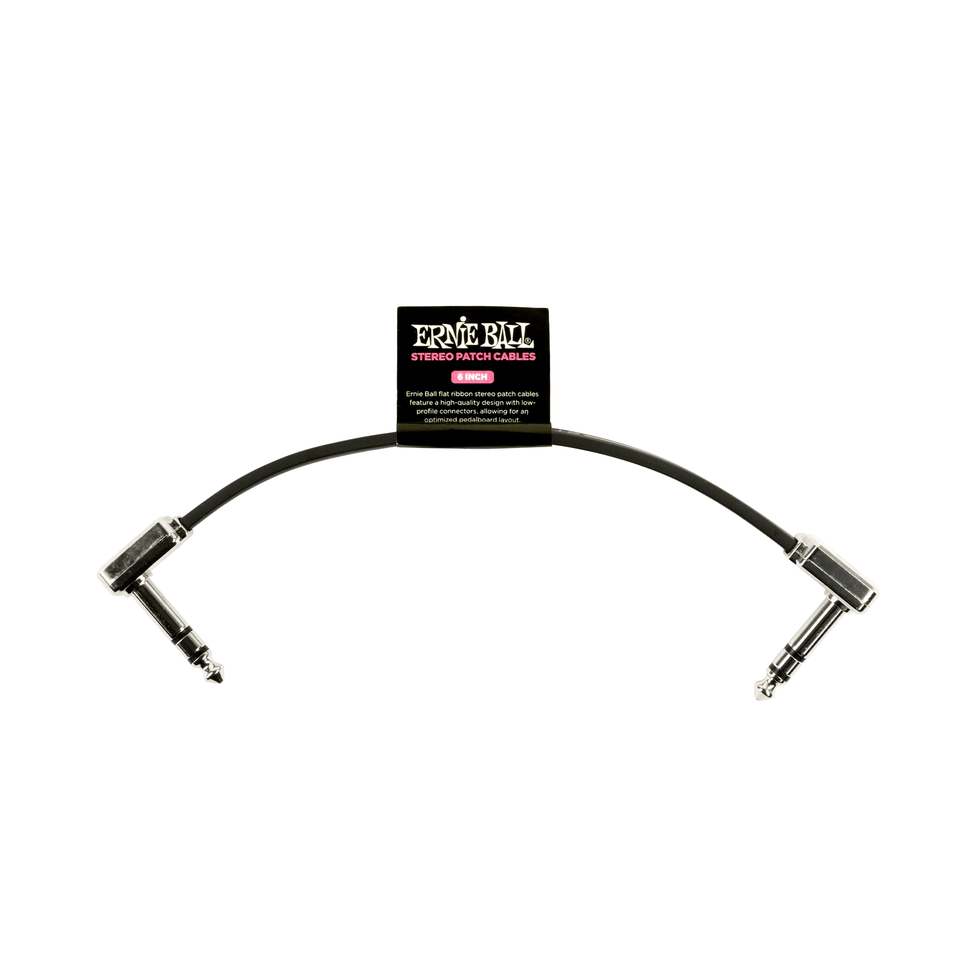 Ernie Ball 6 Flat Ribbon Stereo Patch Cable Black Single