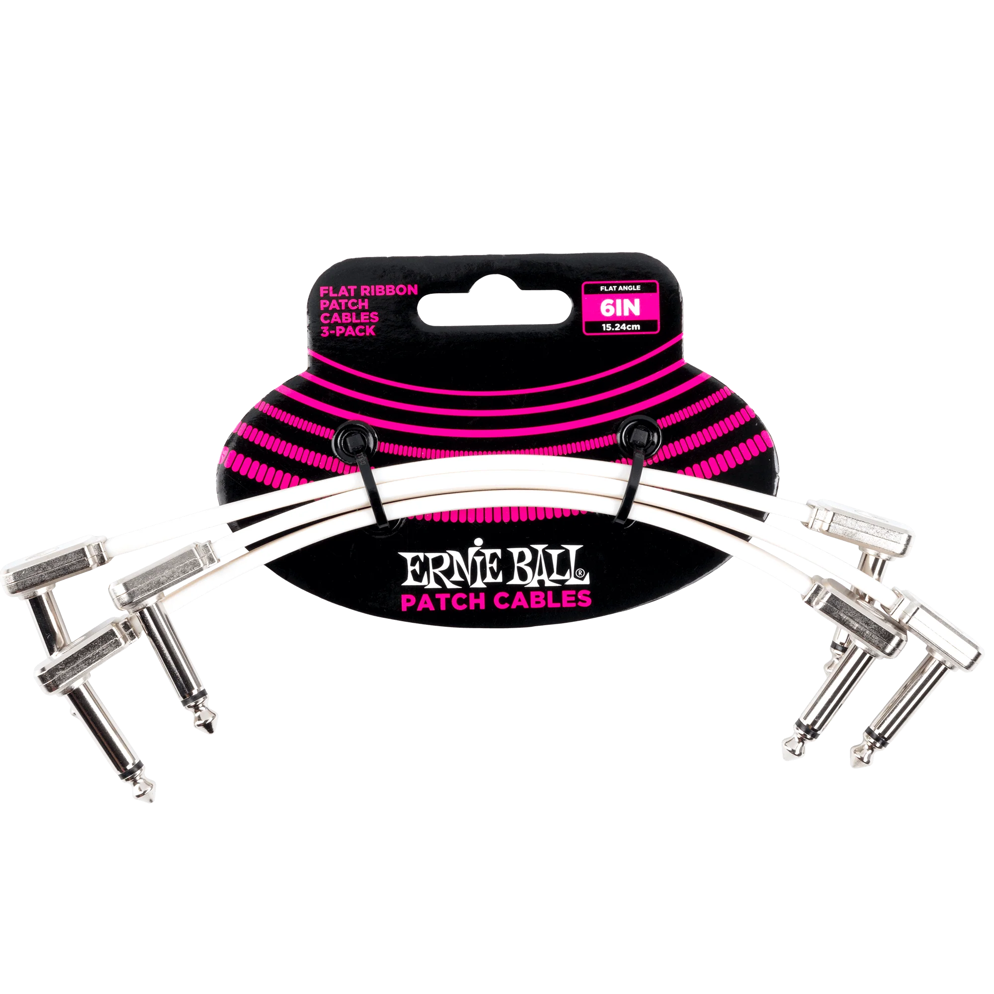 Ernie Ball 6In Flat Ribbon Patch Cable White 3 Pack - White