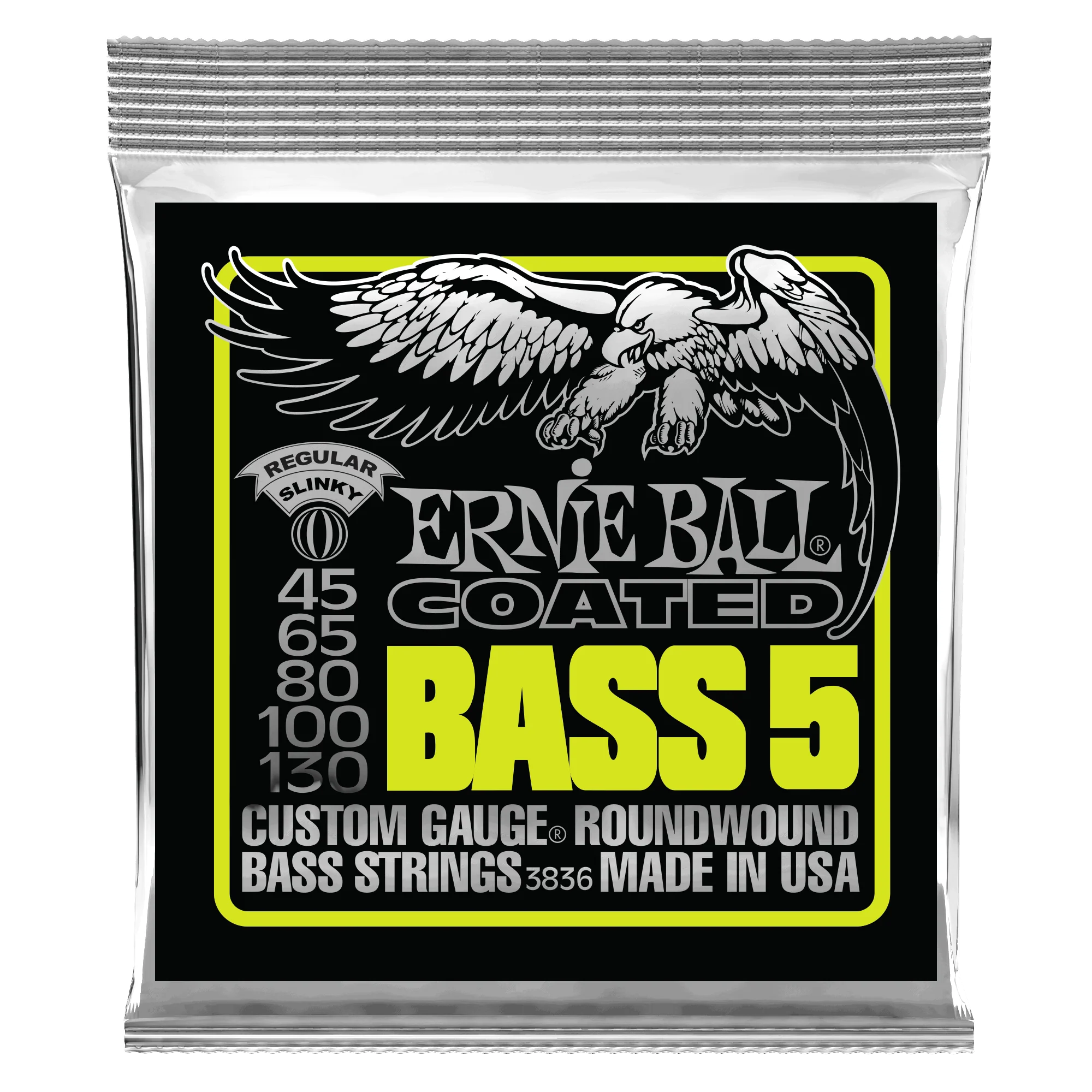 Ernie Ball Bass 5 Slinky Coated Electric Bass Strings - 45-130 Gauge
