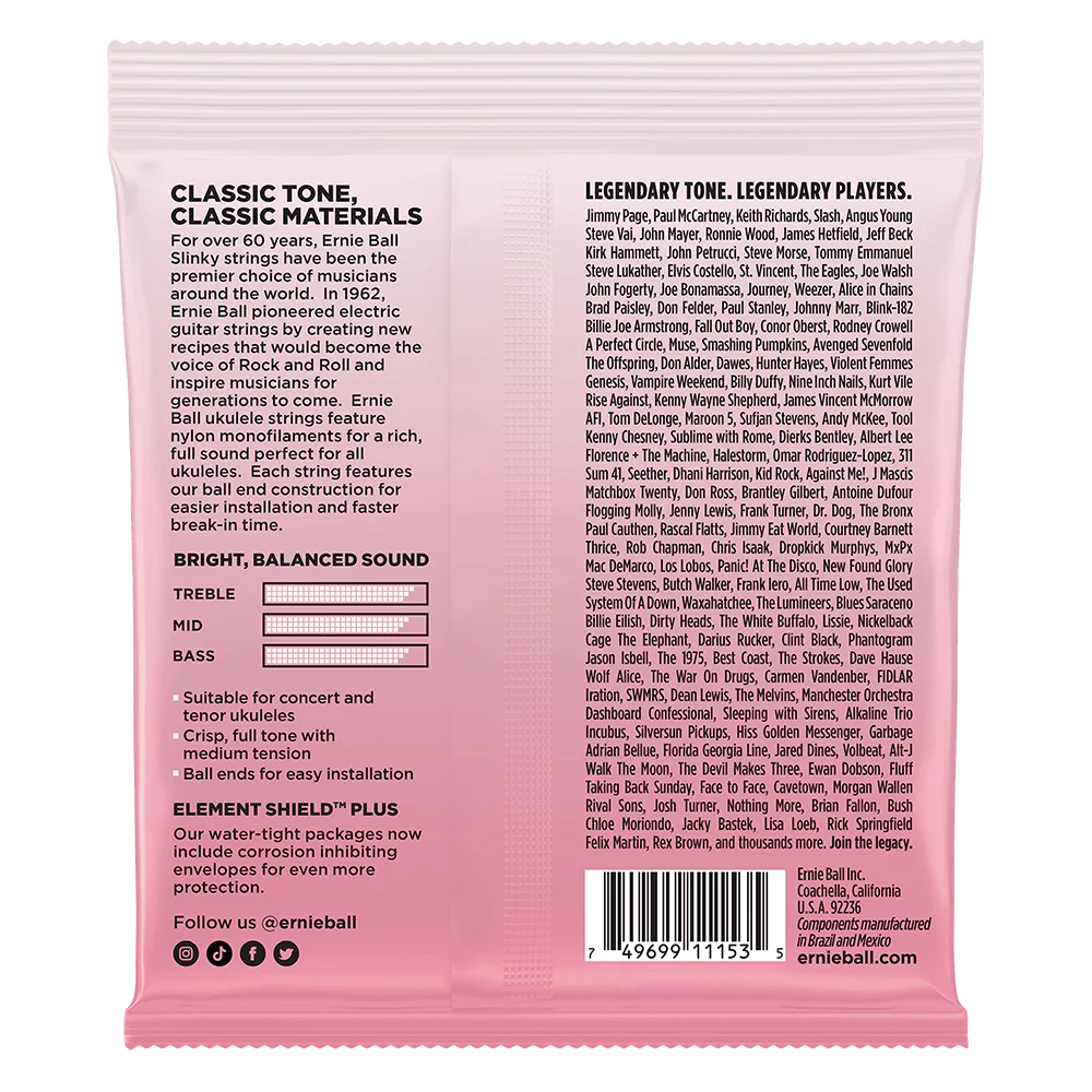 Ernie Ball Concert & Tenor Nylon Ball End Ukulele Strings Wound G - Clear - Image 2