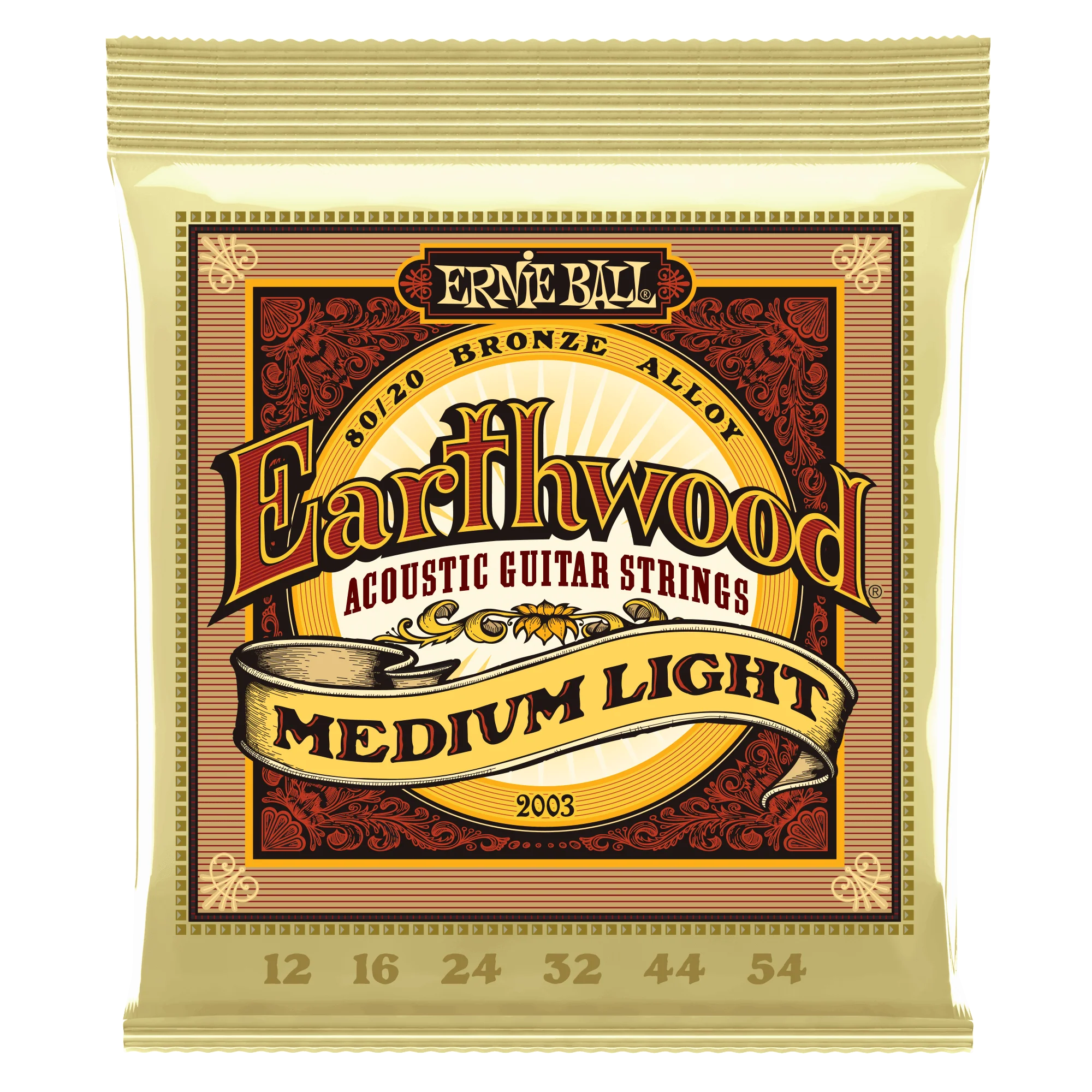 Ernie Ball Earthwood Medium Light 80/20 Bronze Acoustic Guitar Strings - 12-54 Gauge