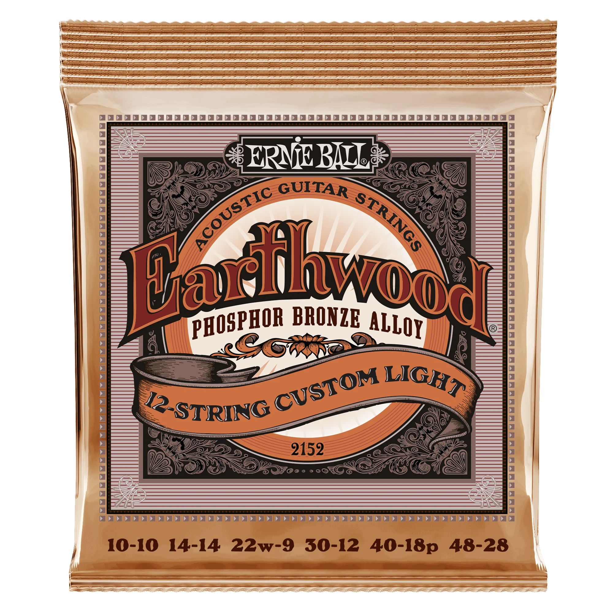 Ernie Ball Erthwd Custom Light 12 String Phosphor Brnz Ac Gtr 10-48