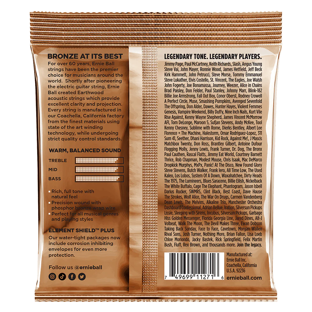 Ernie Ball Erthwd Custom Light Phos Brnz Ac Gtr Strings 3 Pk 11.5 54 - Image 2