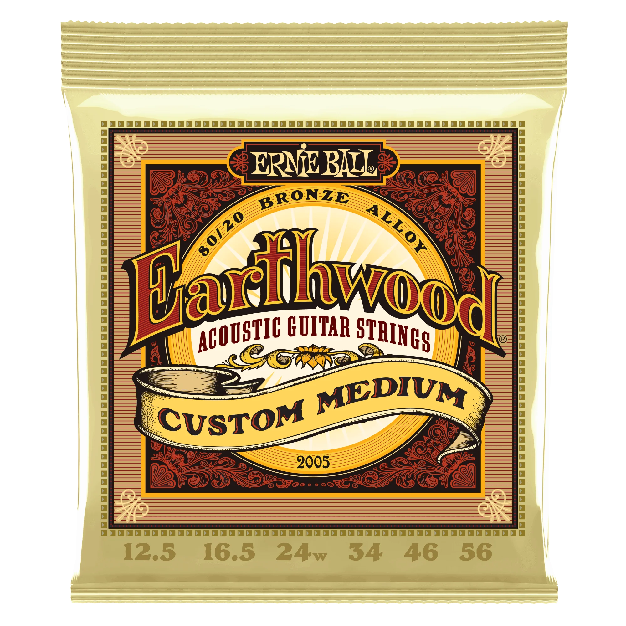 Ernie Ball Erthwd Custom Med 8020 Brnz Ac Gtr Strings 12.5 56
