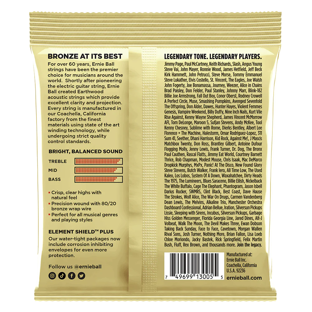 Ernie Ball Erthwd Custom Med 8020 Brnz Ac Gtr Strings 3 Pk 12.5 56 - Image 2