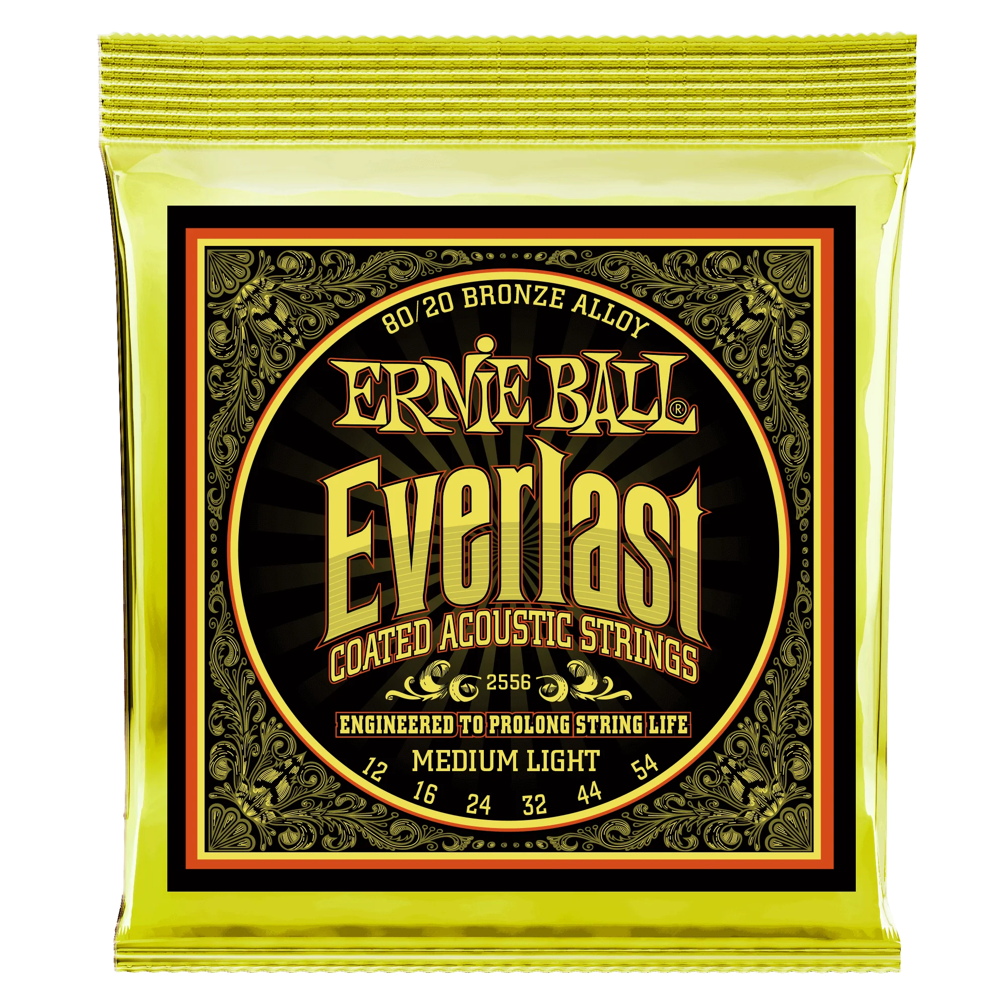 Ernie Ball Everlast Medium Light Coated 80/20 Bronze Acoustic Guitar Strings - 12-54 Gauge