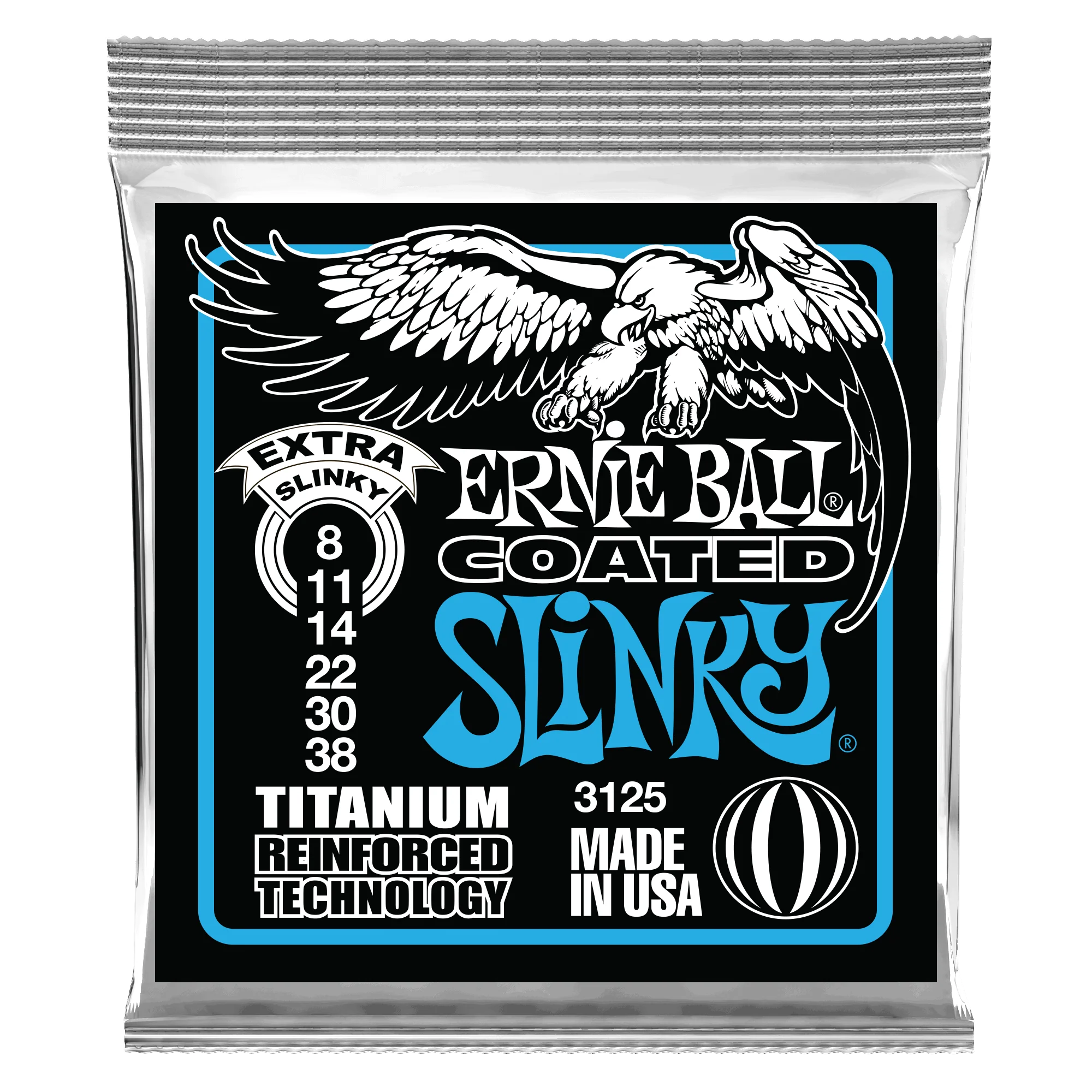 Ernie Ball Extra Slinky Coated Titanium Rps Electric Guitar Strings - 8-38 Gauge