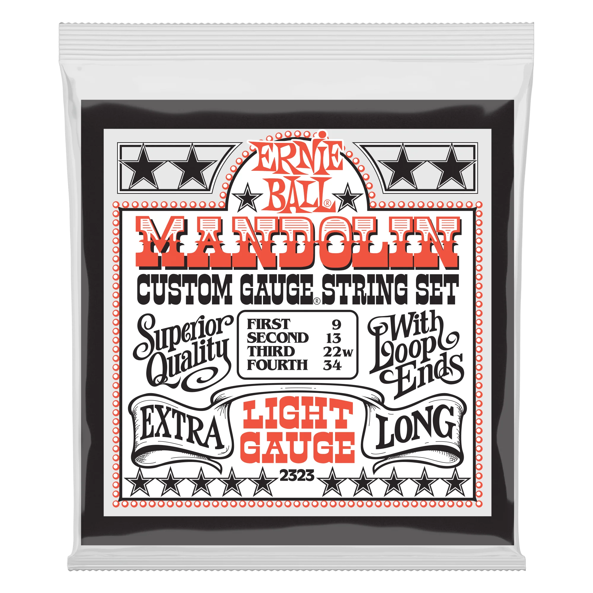Ernie Ball Light Loop End Stainless Steel Mandolin Guitar Strings - 9-34 Gauge