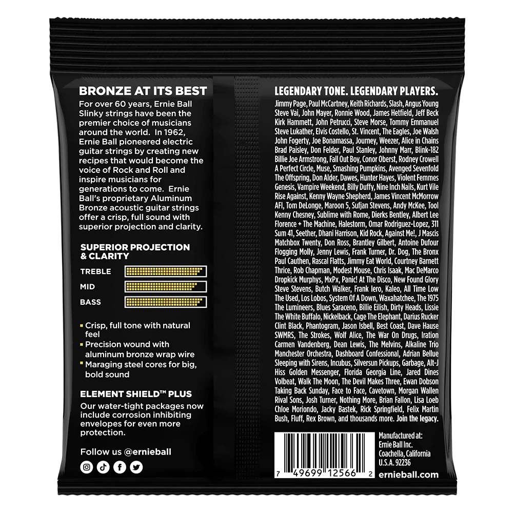 Ernie Ball Medium Light Aluminum Bronze Acoustic Guitar Strings - 12-54 Gauge - Image 2
