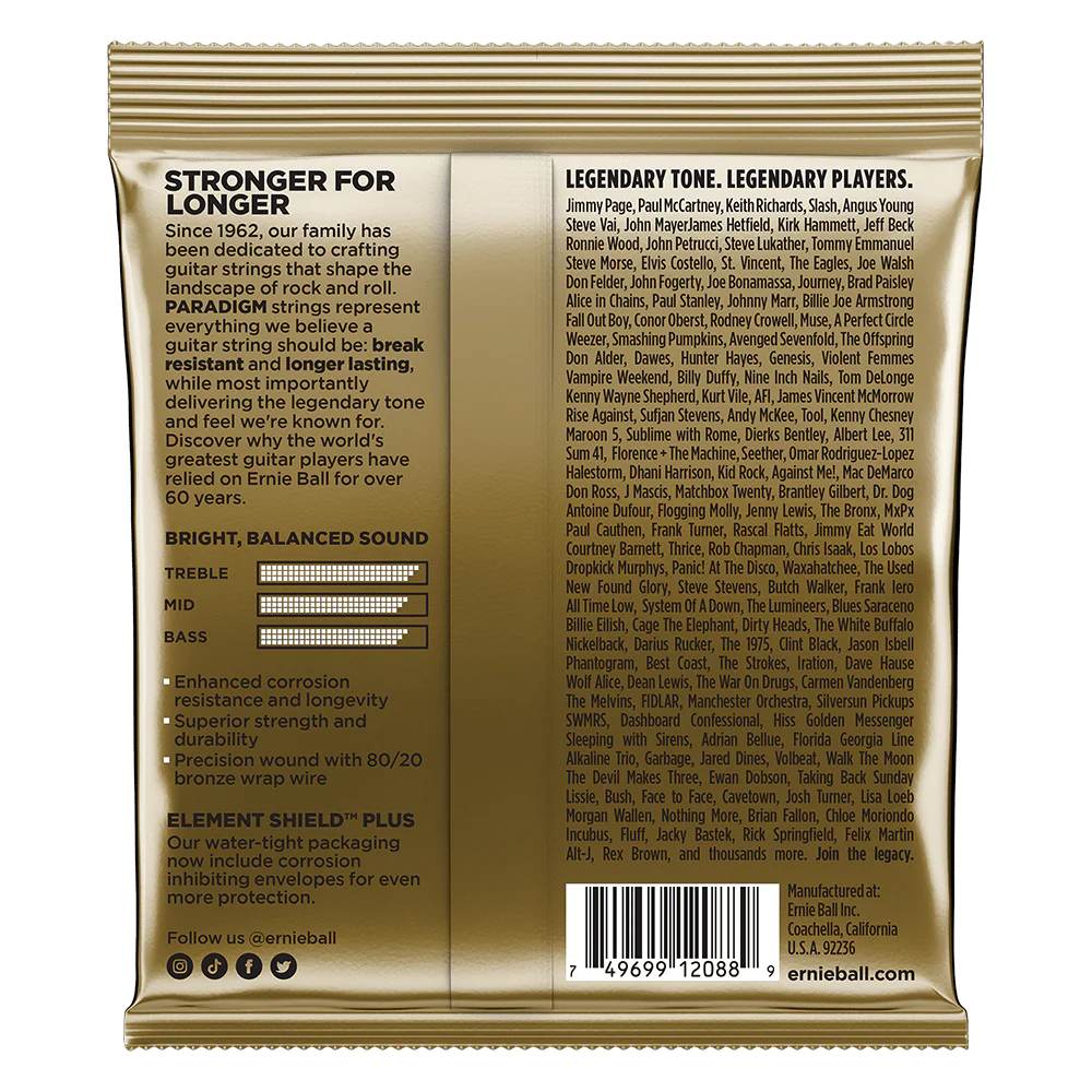 Ernie Ball Paradigm Light 80/20 Bronze Acoustic Guitar Strings - 11-52 Gauge - Image 2