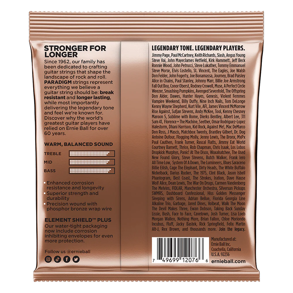 Ernie Ball Paradigm Medium Light Phosphor Bronze Acoustic Guitar Strings - 12-54 Gauge - Image 2