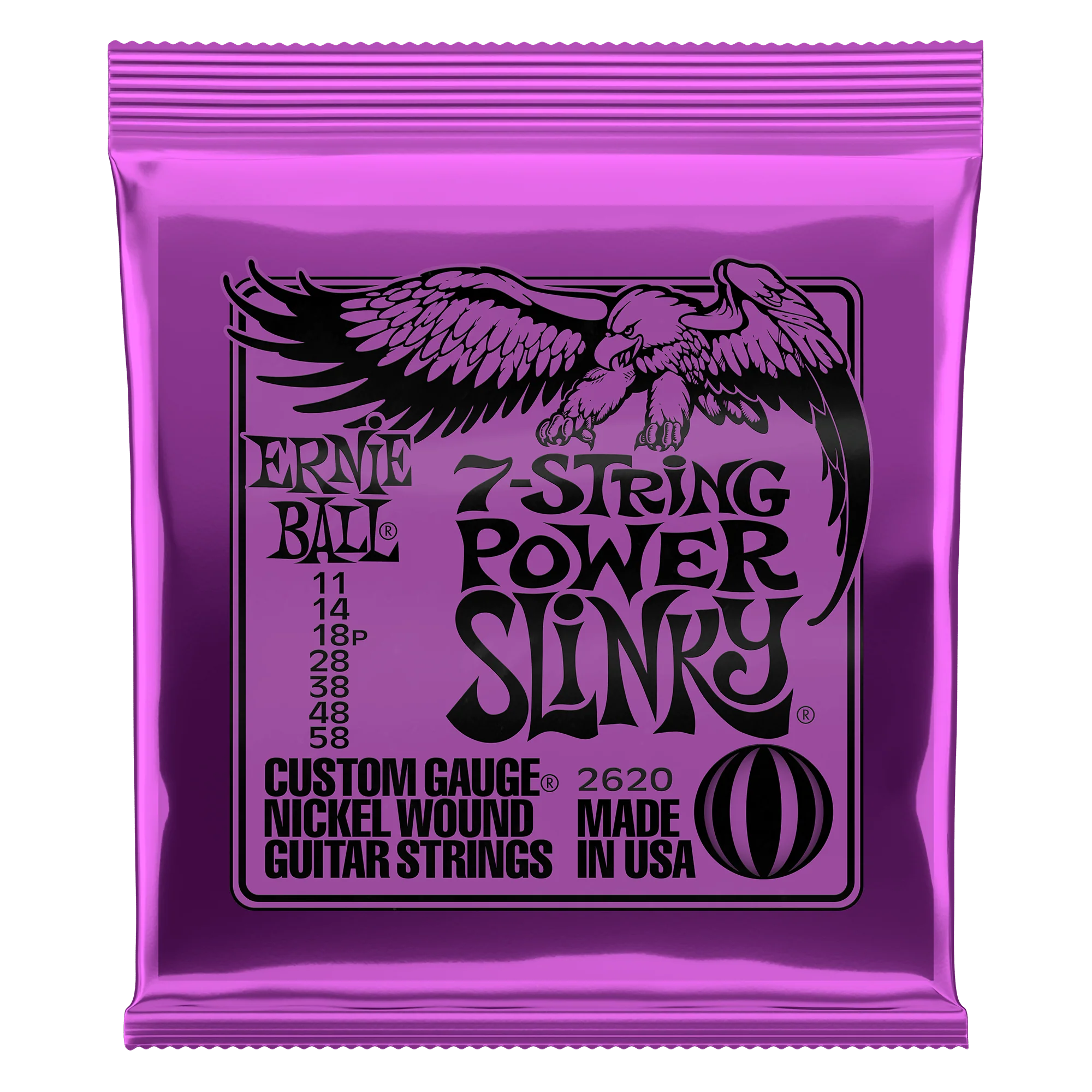 Ernie Ball Power Slinky 7-String Nickel Wound Electric Guitar Strings - 11-58 Gauge
