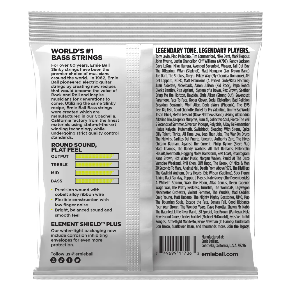 Ernie Ball Regular Slinky Flatwound Short Scale Electric Bass Strings 45-105 Gauge - Image 2