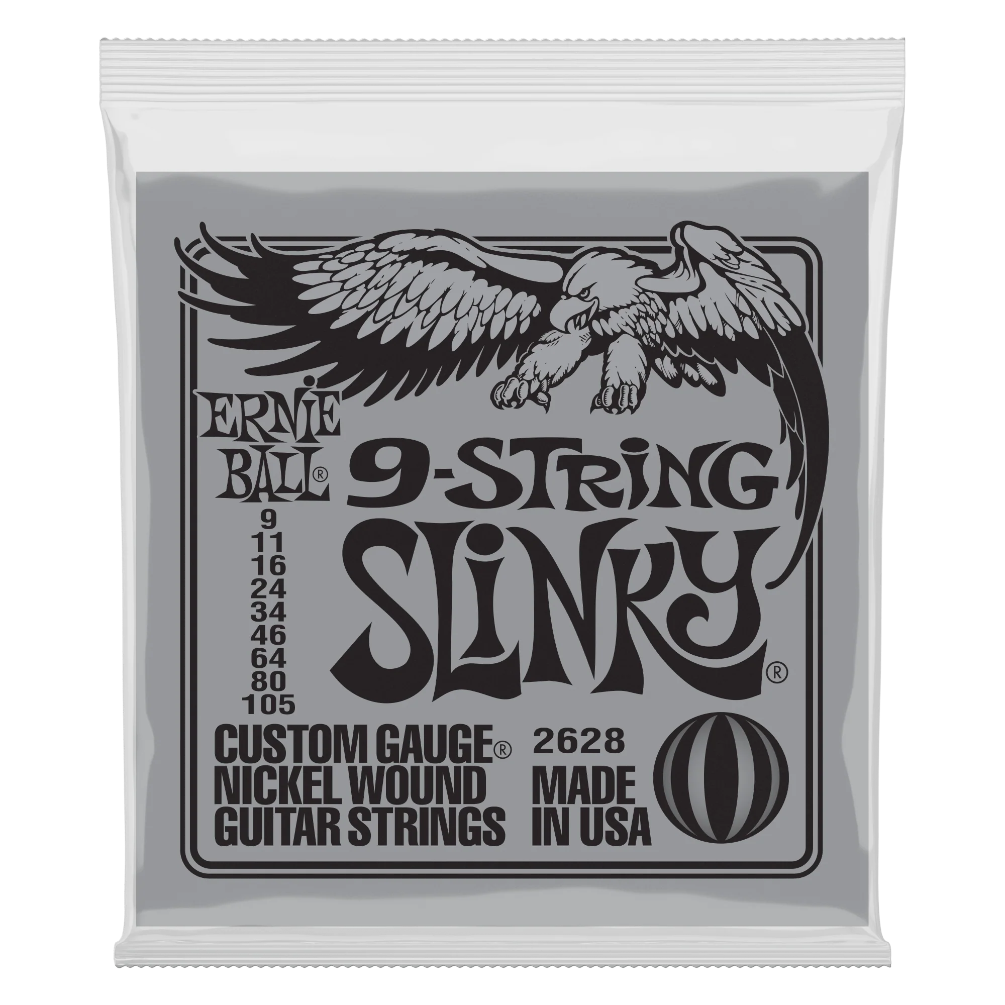 Ernie Ball Slinky 9-String Nickel Wound Electric Guitar Strings - 9-105 Gauge