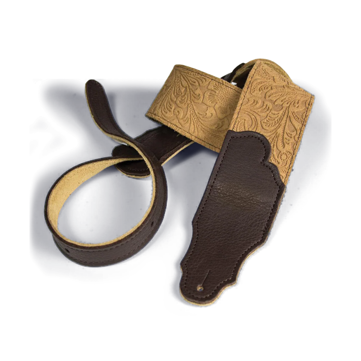 Franklin 2.5 Inch Embossed Suede/Chocolate End Tab Strap