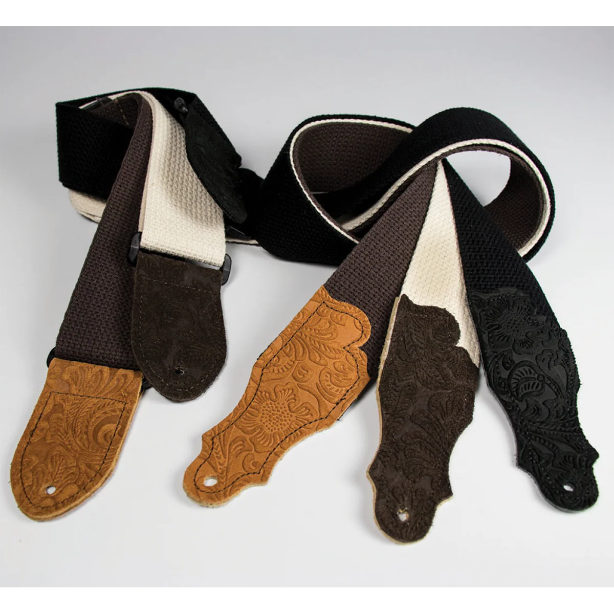 Franklin 2 Inch Black Cotton Strap with Embossed Black Suede End Tab - Image 2