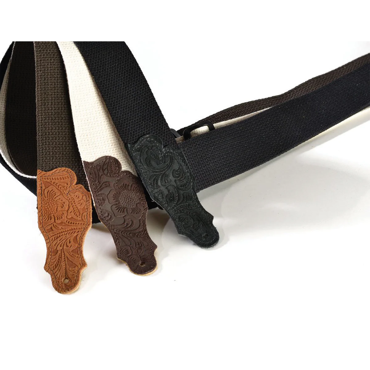 Franklin 2 Inch Black Cotton Strap with Embossed Black Suede End Tab - Image 3