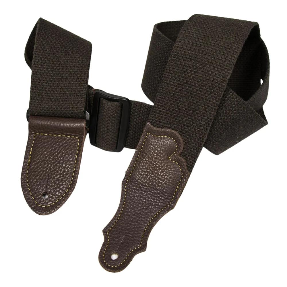 Franklin 2 Inch Chocolate Cotton Strap with Pebbled Chocolate Glove Leather End Tab