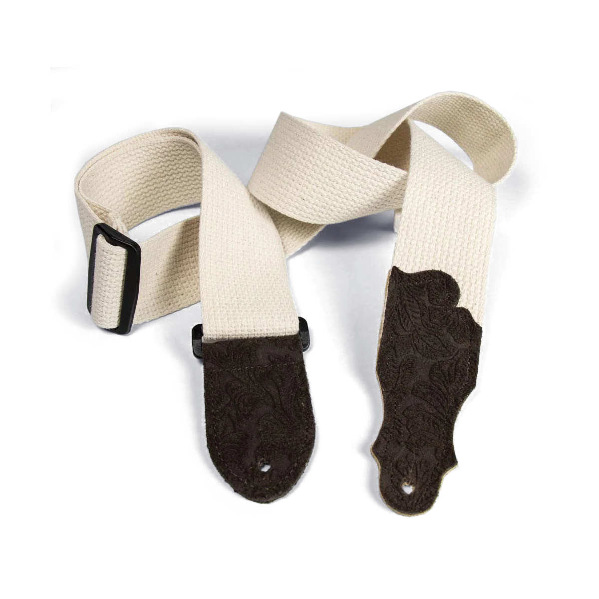 Franklin 2 Inch Natural Cotton Strap with Embossed Chocolate Suede End Tab