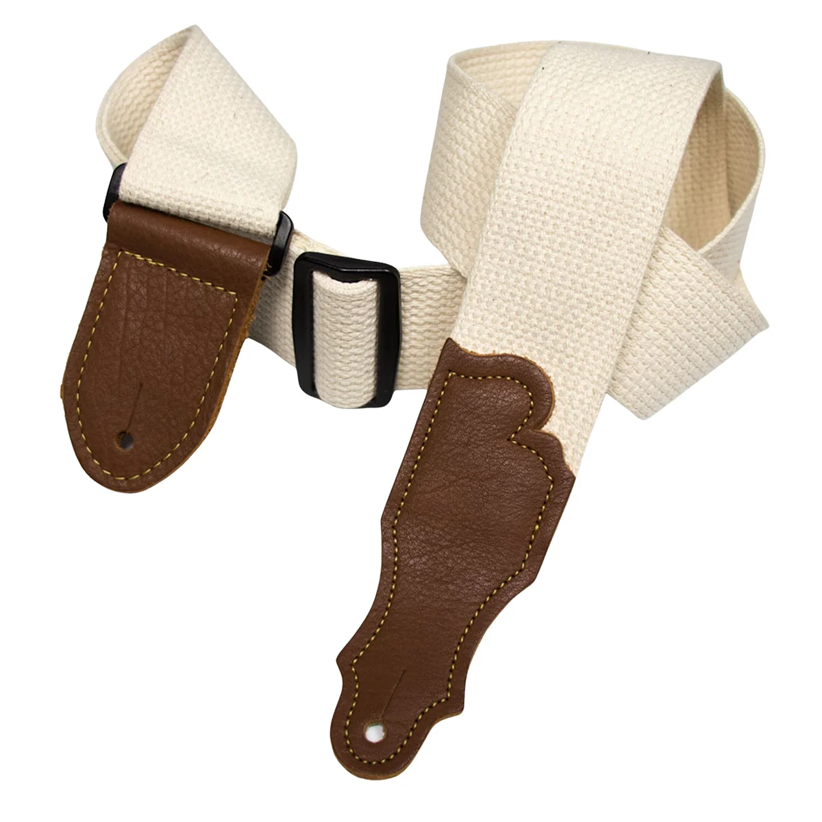 Franklin 2 Inch Natural Cotton Strap with Pebbled Caramel Glove Leather End Tab